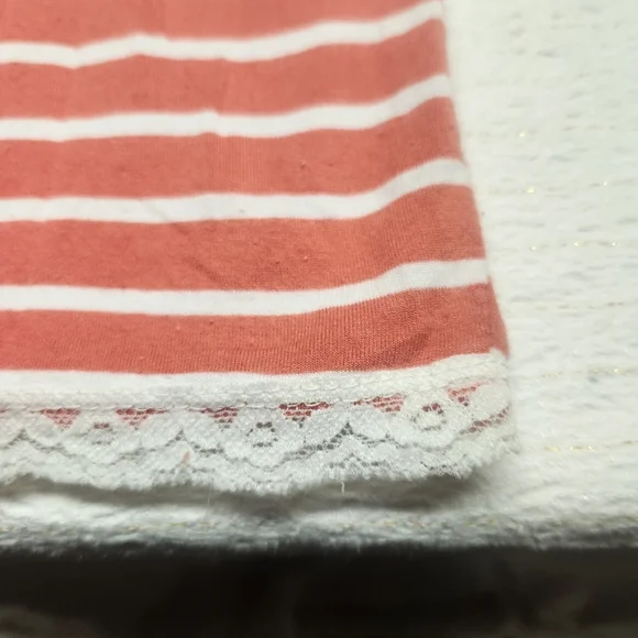 Kathy Ireland Sleepwear Coral and White Stripped wode Leg Pants & Tee Pajama Set - Picture 9 of 9